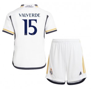 Real Madrid Federico Valverde #15 Replika Babytøj Hjemmebanesæt Børn 2023-24 Kortærmet (+ Korte bukser)